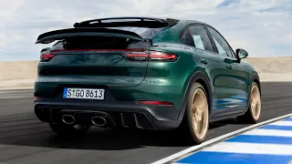 Porsche Cayenne TURBO GT 2022 - звук выхлопа, экстерьер и интерьер (гоночный зеленый металлик)