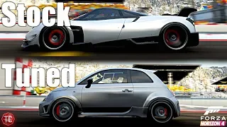 Forza Horizon 4: Stock vs Tuned! Pagani Huayra BC vs Fiat 595 Abarth Biposto