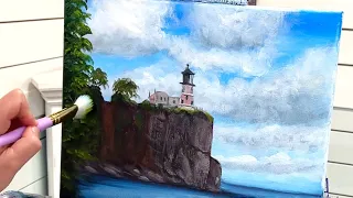 How To Paint A Lighthouse | acrylic painting tutorial