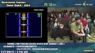 Metroid: Zero Mission :: SPEED RUN (1:09:56) (Hard Low%) by Dragondarch #AGDQ 2014 [GB Player]