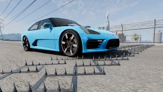 Cars vs Spikes Trap - Beamng Drive