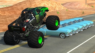 Beamng drive - Monster Truck Crashes, crushing cars, jumps, fails #2