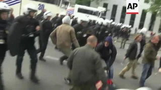 Protesters and police clash at Brussels rally