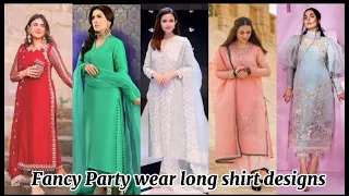 30+ Fancy party wear long shirt designs/ 2023 long shirt designs Pakistani for wedding/fashion hub
