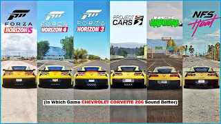 Chevrolet Corvette Z06 Comparison in FH5, FH4, FH3, FM7, Project Cars 3, NFS Unbound, NFS Heat , AC