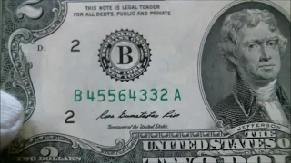 2 DOLLAR INK ERROR - Bill searching for fancy serial numbers and errors