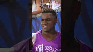 Tuisova meeting and thanking fans after Fiji's win over Georgia