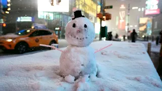 Walking In Times Square Snow - Central Park - New York City 1999