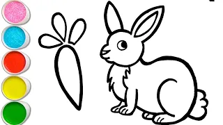 Rabbit Eats Carrot Picture Drawing, Coloring and Painting for kid's & Toddlers | Let's Draw Together