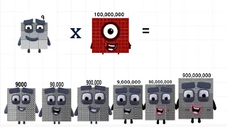 Numberblocks 9 time table stage 1 to 4  and generate value up to 900 million