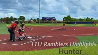 #12 Hunter - Pitcher/SS 11U Baseball Ramblers Highlights - USSSA June July 2021 - Asheville & Space