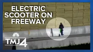 Man spotted riding electric scooter down freeway
