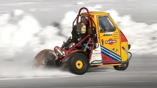 Ape Car Proto Show on Snow w/ Triumph 3-Cylinder engine!