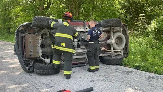 Non injury rollover Crash. Pineville road and Burr crossing. Neosho, Mo 5-4-2024