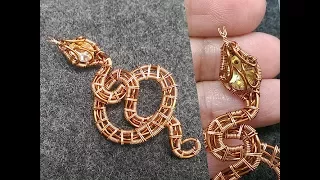 Snake pendant with no hole stone - Halloween jewelry idea 264