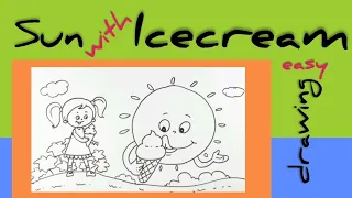 Sun with Icecream easy drawing|How to easy draw Sun with Icecream drawing|Sun drawing|Icecream