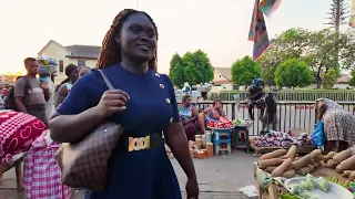 BIGGEST AFRICAN MARKET AT NIGHT GHANA ACCRA MAKOLA