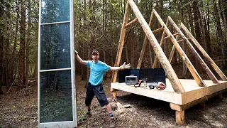 Building Glass A-Frame MICRO HOUSE on a Budget Using Reclaimed Materials