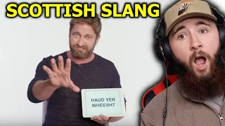 American Reacts to Gerard Butler Teaches You SCOTTISH SLANG!