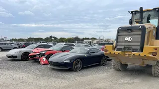 Miami largest Salvage auction finds  (Benz GT, ￼￼Ferrari ￼Trackhawks and RV)