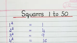 Squares 1 to 50