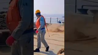 Dangerous anchor drop on ship