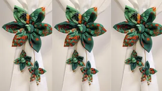 DIY HOW TO MAKE FABRIC FLOWER  FROM OLD CLOTHES | TIEBACK CURTAIN | BEST OUT OF WASTE | RECYCLE