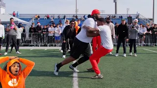 FlightReacts To 6'5" 350 Pound Big Man BAPTIZES D1 Recruits! (1on1 Football for $10,000)!