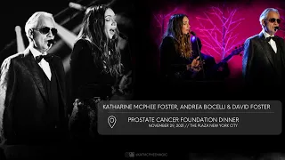 Katharine McPhee Foster, Andrea Bocelli & David Foster @ Prostate Cancer Foundation (29 November 21)