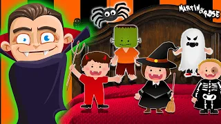 Five Little Monsters Jumping on the Bed | Halloween Songs for Kids