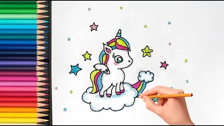 Як намалювати милого єдинорога на хмаринці | Как нарисовать единорожка на облачке