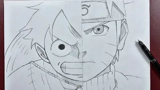 How to draw luffy vs Naruto | Anime sketch