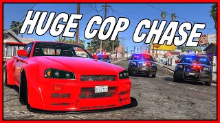 GTA 5 Roleplay - 3 Cops Chase Me in 'MONSTER' Nissan Skyline GTR R34 | RedlineRP #933