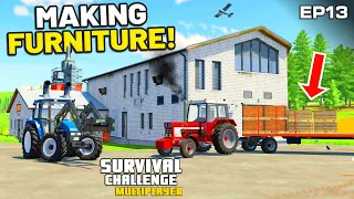 NOW I CAN START MAKING FURNITURE FROM MY PLANKS Survival Challenge Multiplayer FS22 Ep 13