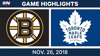 NHL Highlights | Bruins vs. Maple Leafs - Nov 26, 2018