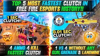 TOP 5 MOST FASTEST CLUTCHES IN FREE FIRE ESPORTS | BEST CLUTCHES IN FREE FIRE  ESPORTS