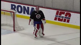 Carey Price broke a stick during practice