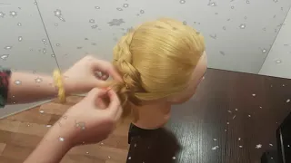 прическа праздничная красивая коса с жгутами прически в школу вечерняя причёска