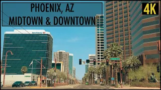 Midtown & Downtown Phoenix, AZ - 4K - Sunny Afternoon Drive