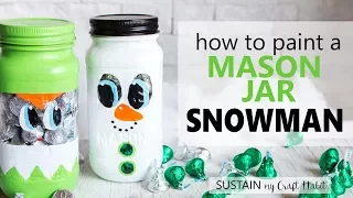 Secret Santa Gift Idea / Painted Mason Jar Snowman Craft / Christmas DIY & Decor Challenge