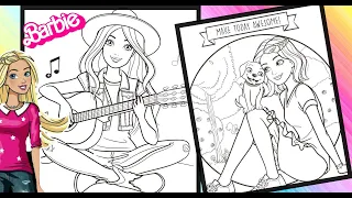 BARBIE and Friends Fun Coloring Page MUSIC BARBIE & BARBIE with Pet DOG - Color in Markers