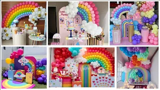 Latest Rainbow Theme Birthday Decoration Ideas || Rainbow Birthday Party Decoration Ideas