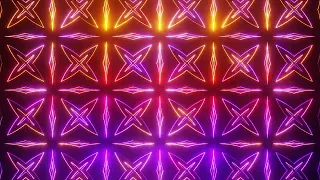 Orange and Purple on Black Abstract Neon Glowing Star Patterns Background VJ Loop Animation in HD