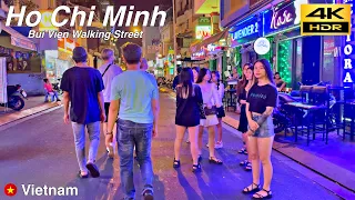 Ho Chi Minh Nightlife | Walking Tour in Bui Vien Street | Vietnam🇻🇳 | 4K HDR
