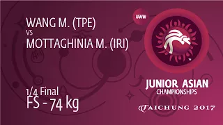 1/4 FS - 74 kg: M. MOTTAGHINIA (IRI) df. M. WANG (TPE) by TF, 12-1