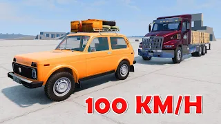 Cars vs Truck 100 KM/H - BeamNG Drive