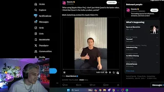 xQc reacts to Mark Zuckerberg Cooking The Apple Vision Pro