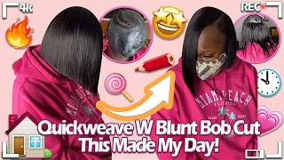 💗Side Part Quick Weave Bob | Protective Blunt Cut Bob Style✂️#ULAHAIR Review Tutorial