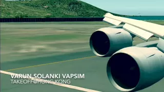 FS2004 VATSIM Boeing 747-8 takeoff from Hong Kong