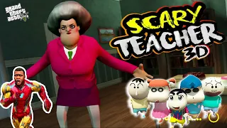 Franklin and Shinchan and his Friends Fight With Scary Teacher 3D For Save Avengers in GTA V (Hindi)